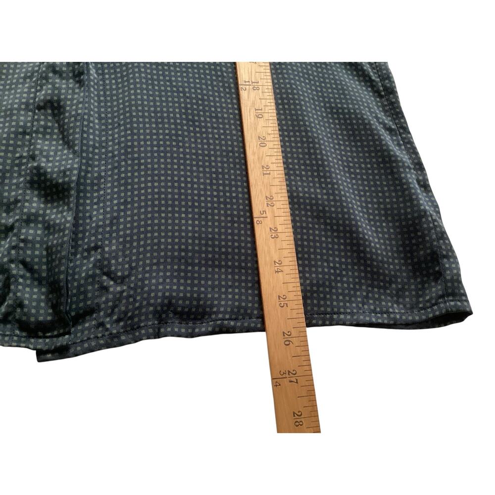 Vintage Escada 100% Silk Button Up Blouse green & black Geometric Print Size XL - Picture 8 of 9